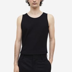 Men's H&M Soft Cotton / Elastane Tank Top In Black In Size Medium